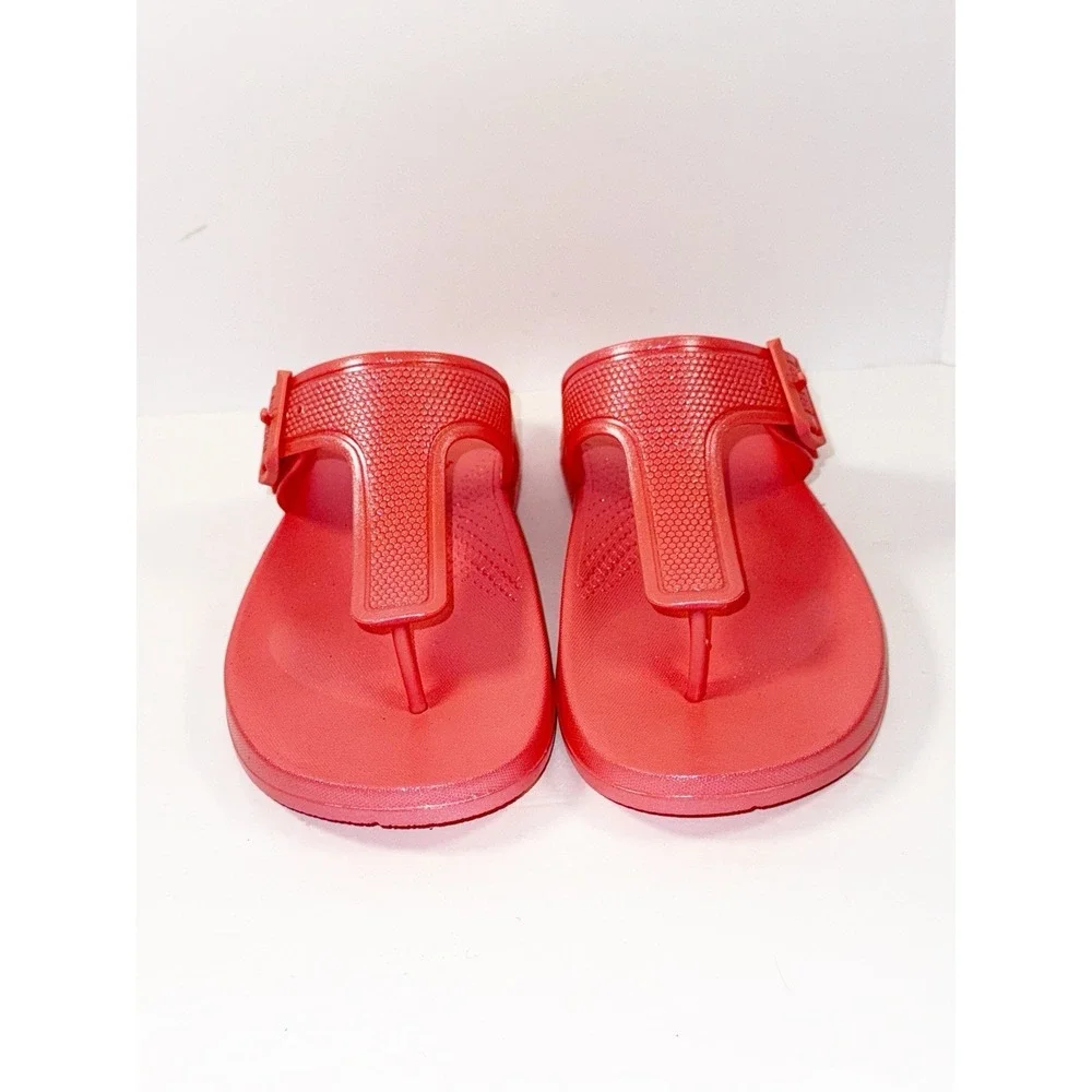Fitflop Iqushion Buckle Thong Sandal Flip Flop Metallic Coral Beach Casual Sz 6 - Picture 6 of 12